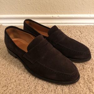 Brown Suede Penny Loafers